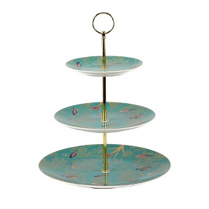 Portmeirion Sara Miller Chelsea 3 Tier Cake Stand - Fine China with Gold Detailing - 10.5", 8", 6" Plates - 1 of 4