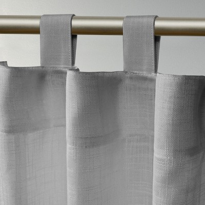 Silver Sheer Polyester Tab Top Window Curtain Panels, 54" x 96"