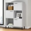 vidaXL Bookshelf Book Cabinet with Metal Legs Storage Cabinet OSLO Solid Wood - White - 2 of 4