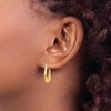 Black Bow Jewelry 4 x 23mm 14k Yellow Gold Polished, Satin and D/C Striped Creole Hoops - 3 of 4