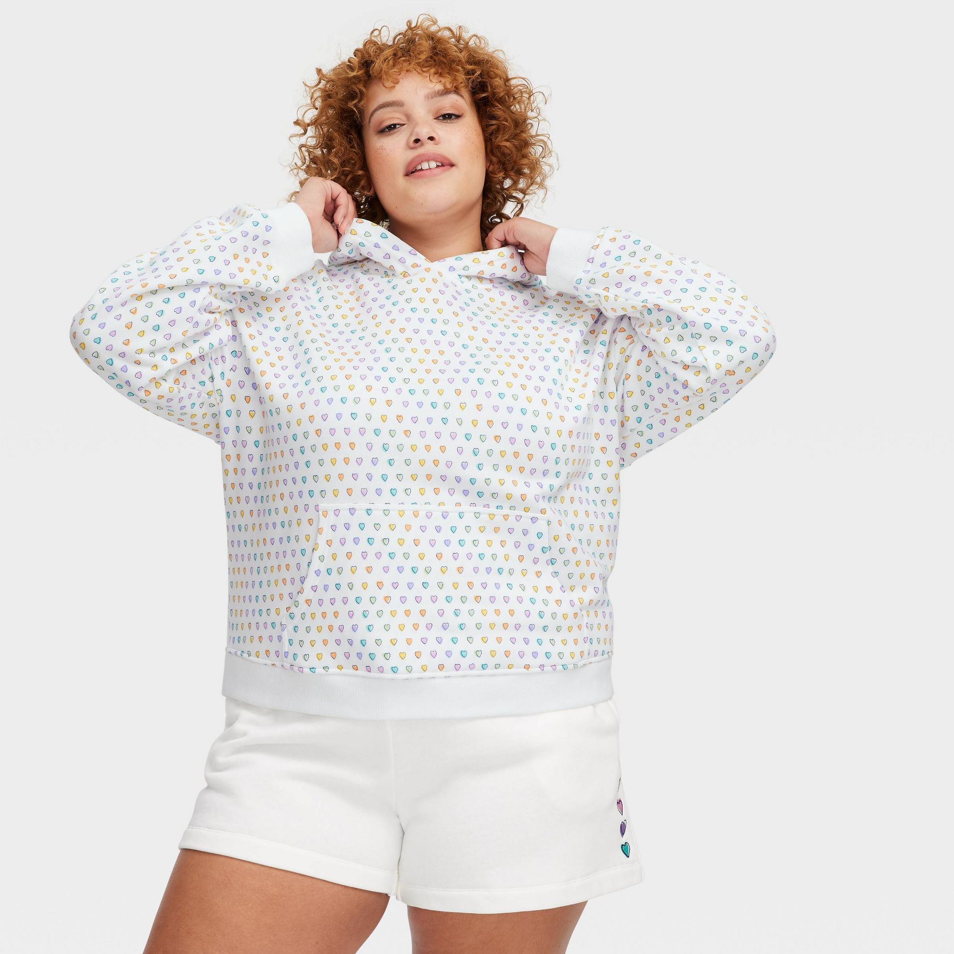 Women's Disco Hearts Wave Hoodie White - Roller Rabbit x Target