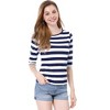 INSPIRE CHIC Women's Elbow Sleeves Boat Slim Fit Casual Stripe Animal Print Multi Floral Pattern T-Shirt - 3 of 4