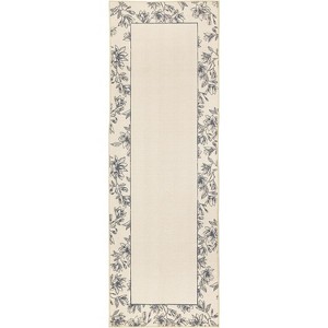 Washable Low Pile Runner Rug with Non-Slip Backing, Abstract Floral Machine Washable Kitchen Laundry Entryway Carpet - 1 of 4