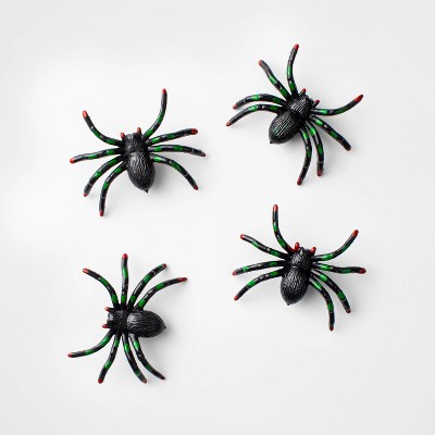 4ct 2.5" Black/Green Spiders Halloween Decorative Props - Hyde & EEK! Boutique™