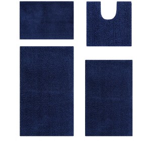 Micro Plush Collection 100% Polyester Solid Tufted 5 Piece Bathroom Rug Set with Gel Form Backing, Machine Washable - 1 of 4