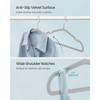 50-Pack Kids Velvet Hangers, 14x8 Inch Non-Slip Children's Hangers with Wide Shoulder Notches & Swivel Hook, Space-Saving Closet Organizers, Dove Gray - 3 of 4