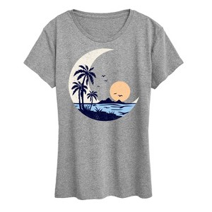 Women's - Instant Message - Moon Beach Scene Short Sleeve Graphic T-Shirt - 1 of 4