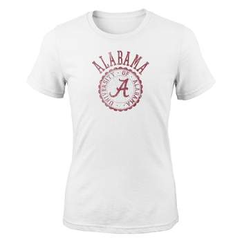 NCAA Alabama Crimson Tide Girls' White Crew T-Shirt
