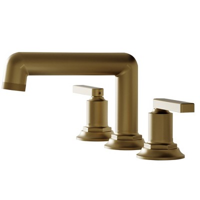 BWE 8 in. Widespread Double Handle Bathroom Faucet 3-Holes Vanity Sink Water-Saving With Metal Drain