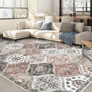Washable Rug Vintage Floral Floor Carpet with Anti Slip Backing - 1 of 4