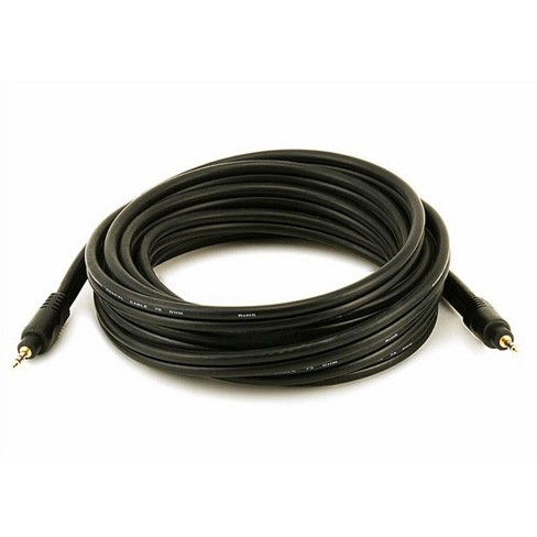 Monoprice Audio/Stereo Cable - 3.5mm(1/8) AUX, Male to Male TRS Plug,  Molded Strain Relief Boots, 25 Feet, Black