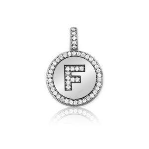 Bella Silver Sterling Silver Micro Pave Circle 18" Pendant Necklace - Available Colors: Silver, Gold - 1 of 2