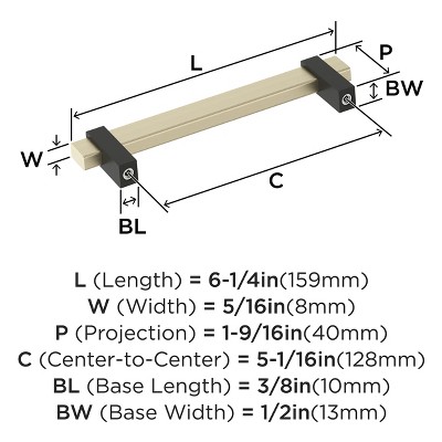 Golden Champagne and Matte Black 5-1/16 Inch Bar Pull