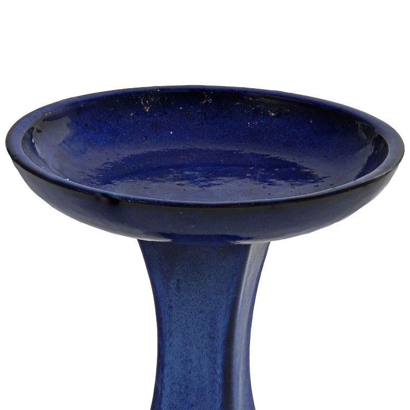 Sunnydaze Ceramic Bird Bath with Glazed Finish - Blue Glazed Finish - 16" H, 4 of 9