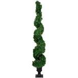 Northlight 5.5' Pre-Lit Artificial Cedar Spiral Topiary Tree in Urn Style Pot, Clear Lights