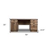 HomeRoots 59" Oak Wood Pedestal Computer Desk With Four Drawers - 3 of 4