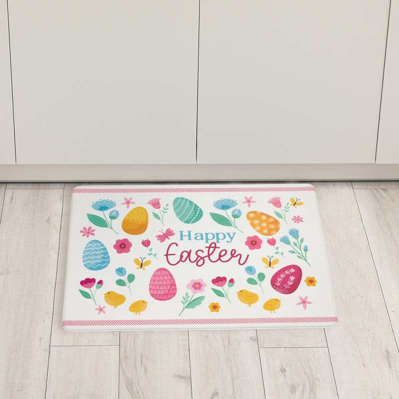 Northlight 29" Pastel Eggs and Chicks "Happy Easter" Kitchen Comfort Mat, 2 of 6