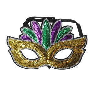 Unique Bargains Halloween Christmas Colorful Sequins Party Mask Purple Green Yellow 1Pc - 1 of 4