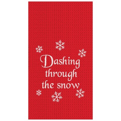 C&F Home Sleigh Ride Embroidered Waffle Weave Cotton Kitchen Towel 3