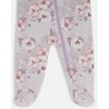 Deux par Deux Girl Printed Organic Cotton One-Piece Pajama Pale Pink Flowers on Neutral Lilac - 3 of 3