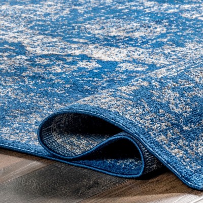 Dark Blue Rectangular Synthetic Persian Area Rug 6' x 9'