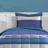 Twin Rugby Striped Kids' Bed in a Bag Blue - Dream Factory: Twin Bedding Set, Microfiber, 5-Piece, Machine Washable - 3 of 4