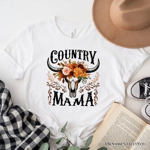 Country Mama Floral Buffalo Skull Vintage T-Shirt, Western Natural and White Women’s Tee| OrnamentallyYou - 1 of 4
