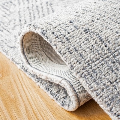 Gray Abstract Handmade Wool Square Area Rug