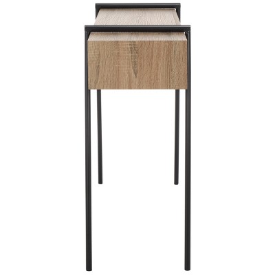 Light Grey Oak and Black Metal Console Table