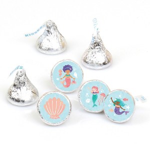 Big Dot of Happiness Mermaid Party Stickers, Mermaid Birthday Party Round Candy Sticker Favors - Small Labels Fit Chocolate Candy (1 sheet of 108) - 1 of 4