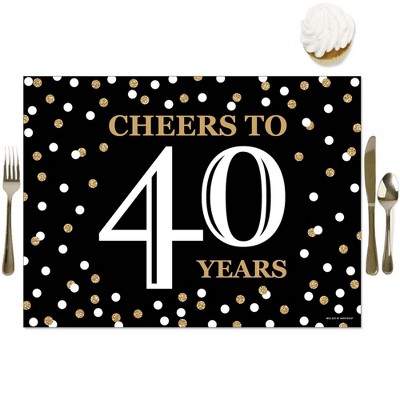 Big Dot of Happiness Adult 40th Birthday - Gold - Party Table Decorations - Birthday Party Placemats - Set of 16