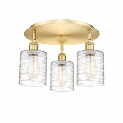 Cobbleskill - 3 Light Flush Mount In Art Deco Style-9.63 Inches Tall and 17.75 Inches Wide