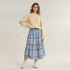Anna-Kaci Women's High Waist Plaid Midi Skirt with Soft Textured Fabric and Tiered A-Line Silhouette - 2 of 4