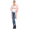 Maternity Leopard Print Open Front High Pile Fleece Coat -White Mark - 2 of 4