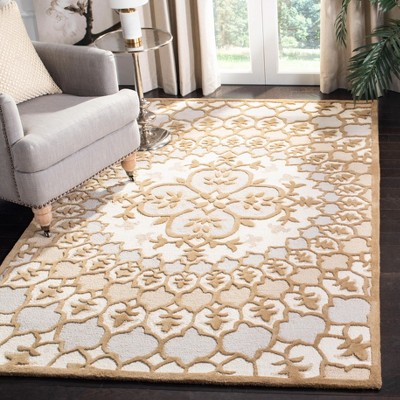 Off-White and Beige Tufted Wool 8' x 10' Area Rug