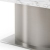HomeRoots 72" Gray White and Silver Marble and Stainless Steel Pedestal Base Dining Table - 4 of 4
