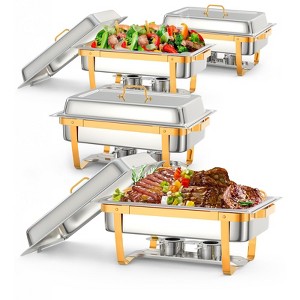 Chafing Dish for Buffet Set, 8 QT Chafers and Buffet Warmers Sets with Folding Frame, Spoon & Tweezer for Weddings  Banquets Catering Events, Gold - 1 of 4