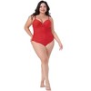 Agnes Orinda Women's Plus Size Ruched Padded Slimming V Neck High Waist One Piece Swimsuit - 3 of 4