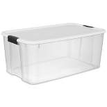 Sterilite Storage System Solution with 116 Quart Clear Stackable Storage Box Organization Containers with White Latching Lid