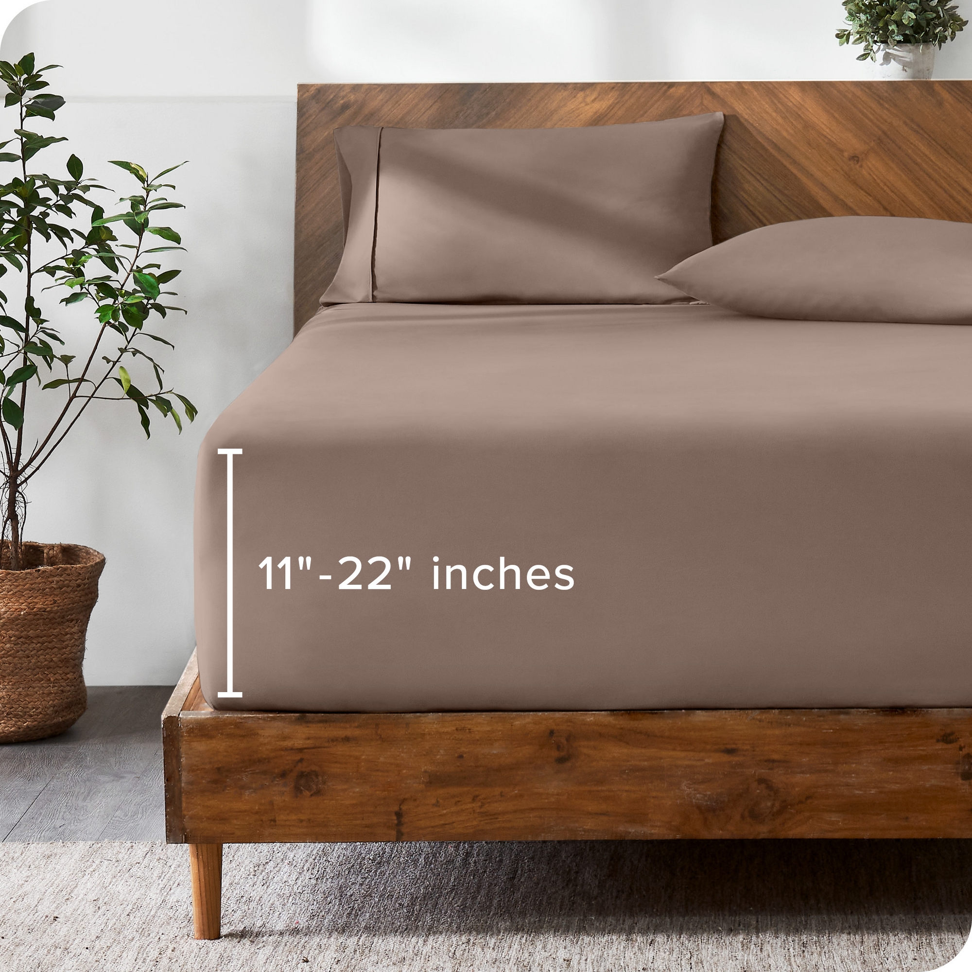 22 Inch Extra Deep Pocket Ultra-Soft Easy Care Fitted Sheet by Bare Home - King, Taupe