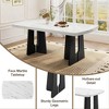 63" Faux Marble Dining Table, Black/White Top with Geometric Legs for Kitchen, Dining Room, Apartment - ModernLuxe - 4 of 4