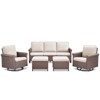Buenhomino Patio Conversation Set 5-Pieces Wicker Outdoor Furniture Conversation Set with 3-Seat Sofa, 2 Swivel Rocker Chairs, 2 Ottomans - 3 of 4