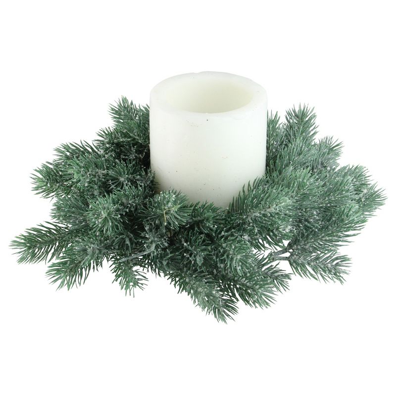 Northlight 12" Unlit Frosted Green Pine Christmas Wreath, 3 of 5