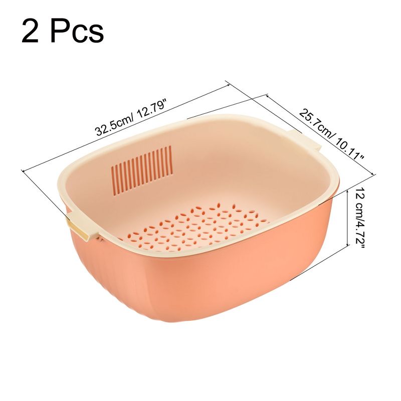 Unique Bargains Kitchen Colander Bowl Set Plastic Washing Bowl and Strainer Dual-Layer Pasta Drainer Basket, 2 of 4