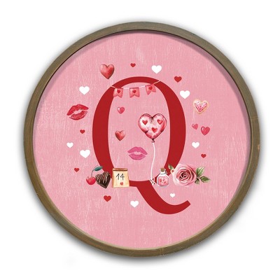 Creative Products Valentine Things Monogram Round Brown Framed Print