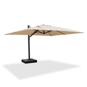 PURPLE LEAF Rectangle Patio Umbrella with Base Large Cantilever Outdoor Offset Umbrella with 360-degree Rotation for Garden Deck Backyard Pool - 1 of 4