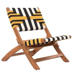 Lounge Chair Multicolor – 29.1"H Solid Acacia Wood Frame with Synthetic Rattan Weave, Modern Outdoor Seating By Zuo Modern - 1 of 4
