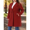 Women's Plus Size Lapel Long Sleeve Single Breasted Belted Midi Pea Coat with Pocket - Agnes Orinda - 2 of 4