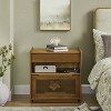 GDFStudio Bruce Mid-Century Modern 23.6" Wood and Glass Nightstand with 2 Drawers and USB Ports, Light Brown - 2 of 4