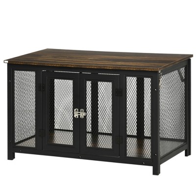 Medium Black and Brown Metal Table Crate